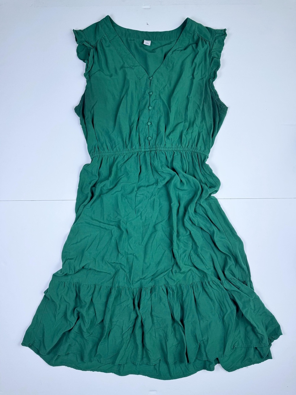 Old Navy Emerald Green Button-Front Tiered Dress